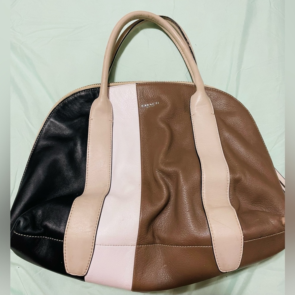 Coach Women's N M1393-30151 Black, Brown, and Cream Shoulder Bag